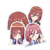 Alexiss The Quintessential Quintuplets Miku Nakano Peeker Funny Face Sticker for Watter Bottles, Phone, Laptop, Skateboard, Car, Pack 4 Pcs Size 3 in , Colorful Sticker