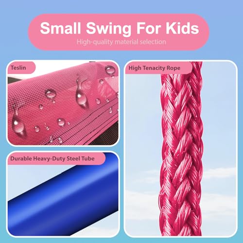 Image of Textilene Tree Swing for Kids, 440lb with Hanging Straps, Pink