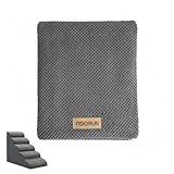 Replacement Cover for Miorun 5-Step Dog Stairs (Cover Only), Machine Washable, Anti-Slip, Fits Curved Dog Ramp for High Bed Up to 26", Light Grey