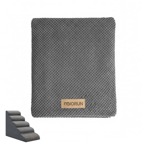 Replacement Cover for Miorun 5-Step Dog Stairs (Cover Only), Machine Washable, Anti-Slip, Fits Curved Dog Ramp for High Bed Up to 26", Light Grey