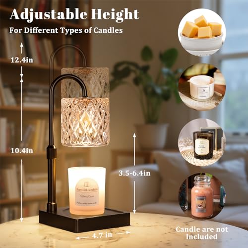 Hong-in Black Candle Warmer Lamp with Timer -Dimmable Adjustable Height Wax Melt Warmer for Jar Candles,Vintage Home Decor with Elegant Clear Glass,Birthday Gifts for Women, Mom, Friend, Sister by Hong-in - Image 4
