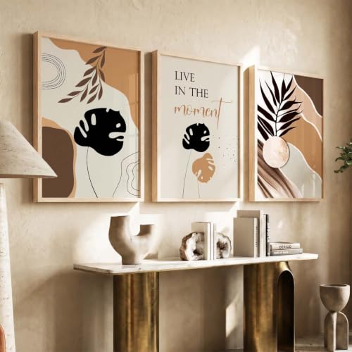 Image of kotart Wood Painting For Wall Decoration - Modern Art Wall Decor Framed Painting For Living Room Bedroom - Framed Posters /Paintings With Frame Set of 3 (Art 7)