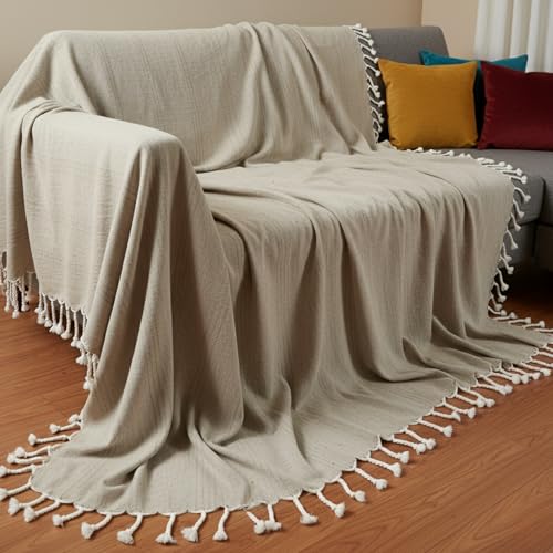 Jeté de lit beige grand format pour protéger et sublimer votre canapé - 7