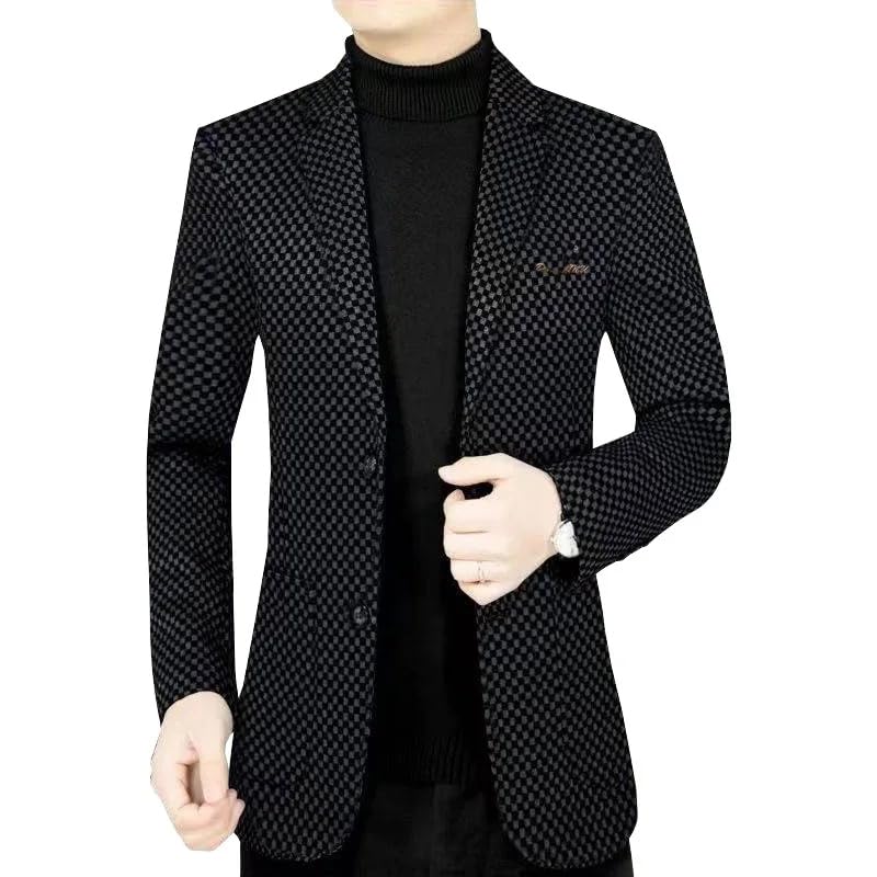 LIXINGHEITANG Men Houndstooth Business Casual Suits Jackets Korean Design Coats Spring Autumn Slim Clothing4