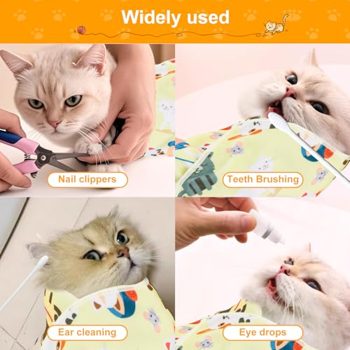 Image of Gosknor Self-Adhesive Cat Grooming Burrito Wrap, 21.65x21.65in Anti-Scratch Swaddle Blanket for Nail Clipping Anti-Escape Calming Cat Restraint for Trimming Pet Grooming Supplies (Large)