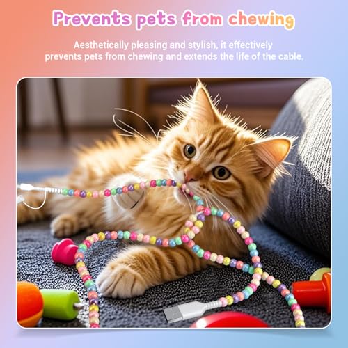 Image of Aolcev USB C Cable for iPhone Charging Cord 3.3FT 2 in 1 Multi Cute Beaded Phone Charger [MFi Certified] USB A to USB C Fast Charging Cable Type C Charger Cord for iPhone 17 16 15 Pro Max iPad Colored