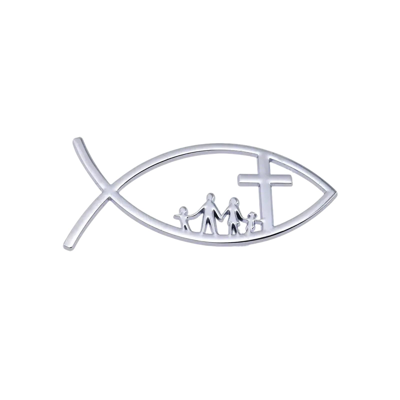 Automotive Fish Badge Adhesive Metal Decal Car Fish Decal Sticker Emblems Sticker Weatherproof Car