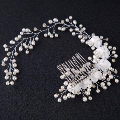 White Ivory Silver Diamante Bridal Hair Vine Comb Headpiece Headband Pearl XX