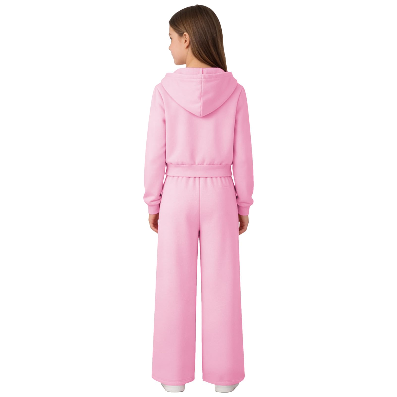 amropi Ensemble 3 Pièces Fille Sweat à Capuche et T-Shirt et Pantalon Large Survêtement Tenue de Sport pour 7-12 Ans