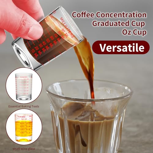 Vaso medidor de vidrio 3 oz con escala roja miniatura 5