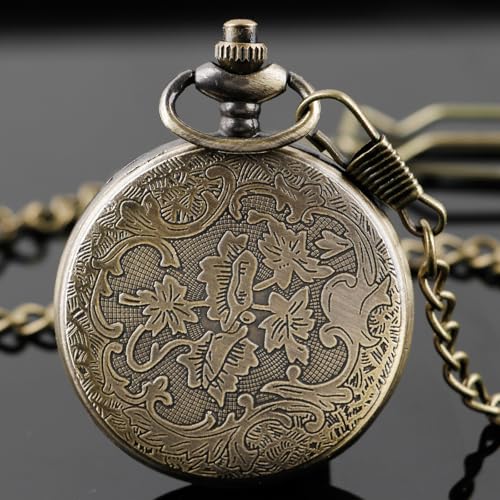 Image of Dragon Design Quartz Pocket Watch Roman Numerals with Chain Birthdays Gifts for Father's Days