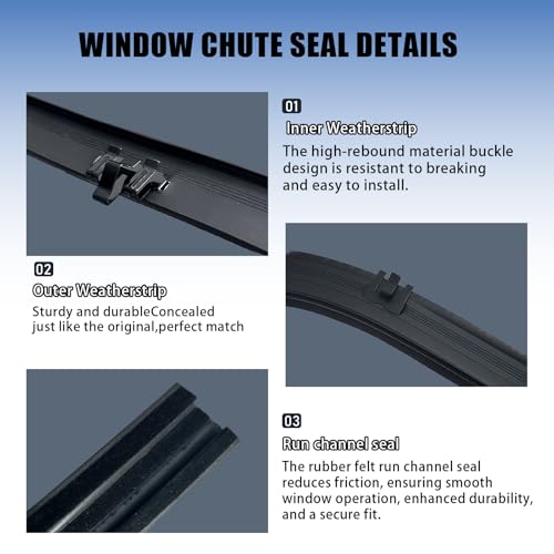 ItranMc Front Door Window Weatherstrip Kit,Molding Sweep Felt Trim Seal & Run Channel Seal for GMC C1500 C2500 C3500 K1500 K2500 K3500,Jimmy,Chevy C10 C20 C30 K5 K10 K20 K30,Suburban R1500 R2500 - Image 5
