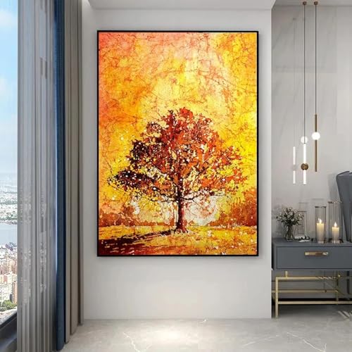 Tableau arbre doré texturé de qualité supérieure avec cadre interne