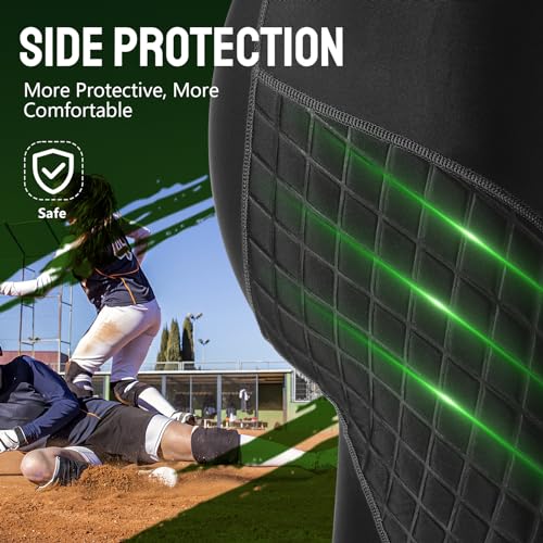 Davion Boys Youth Baseball Sliding Shorts With Athletic Cup Padded Compression Shorts For Football,Softball,Lacrosse, Hockey(Black-S) thumb #2