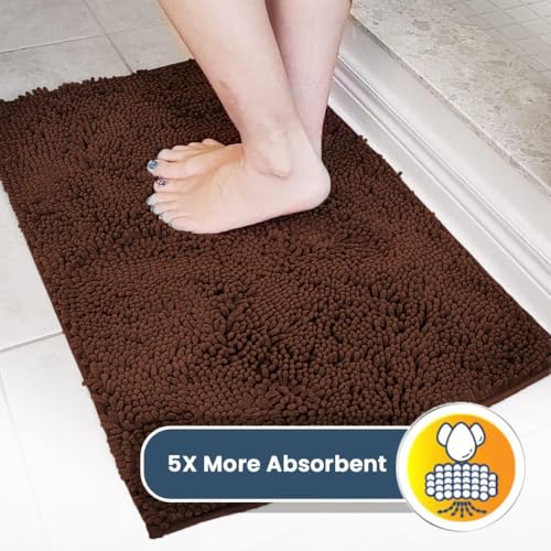 Muddy Mat® Shown on TV – Super Absorbent Microfiber Dog Door Mat for Muddy Paws, Non-Slip Washable Pet Rug, Quick Dry Chenille Entryway Carpet, Machine Washable Indoor Outdoor mat, Brown 28"x18"