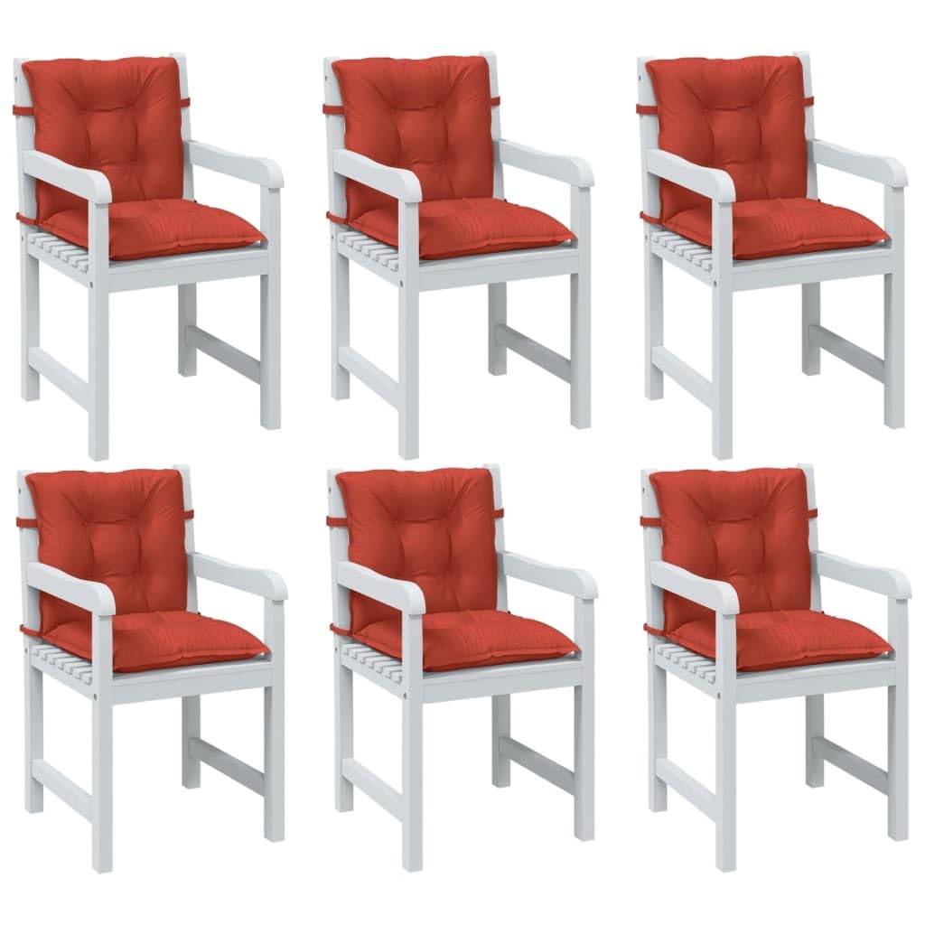 6 cuscini per sedia a schienale basso, 100 x 50 x 7 cm, tessuto in poliestere, con elastico antiscivolo e cordoncini, per sedia da giardino, balcone, terrazza, sala da pranzo, ufficio