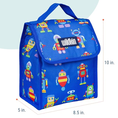 Image of Wildkin Kids Insulated Lunch Bag - Reusable, Ideal for Hot /Cold Snacks, School & Travel - Robots