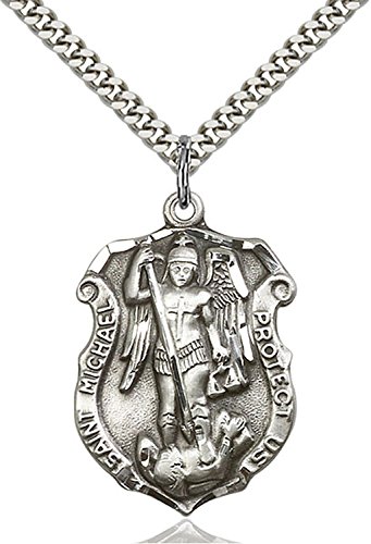 Enlightened Expressions Pewter St. Michael The Archangel Pendant 1 1/4 x 3/4 Inches with Stainless Steel Chain