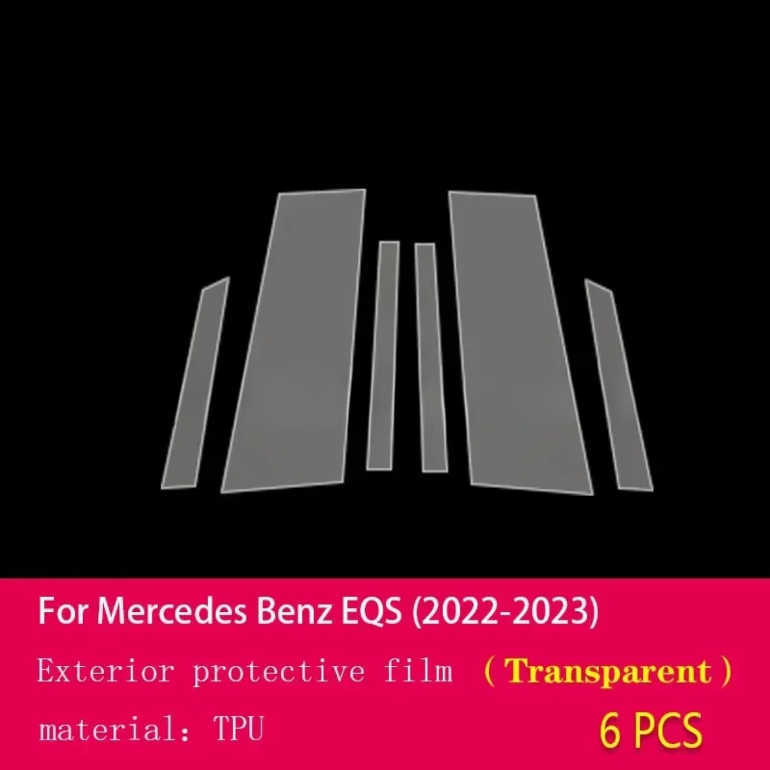 Pellicola protettiva PPF per carrozzeria auto B C, pellicola protettiva in TPU trasparente, per Mercedes Benz EQS W223 2022-2024 (trasparente)