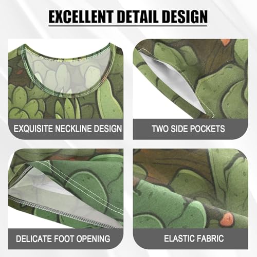 ALAZA Green Cactuses Pajama Set Short Sleeve Sleepwear Soft Lounge Nightwear4