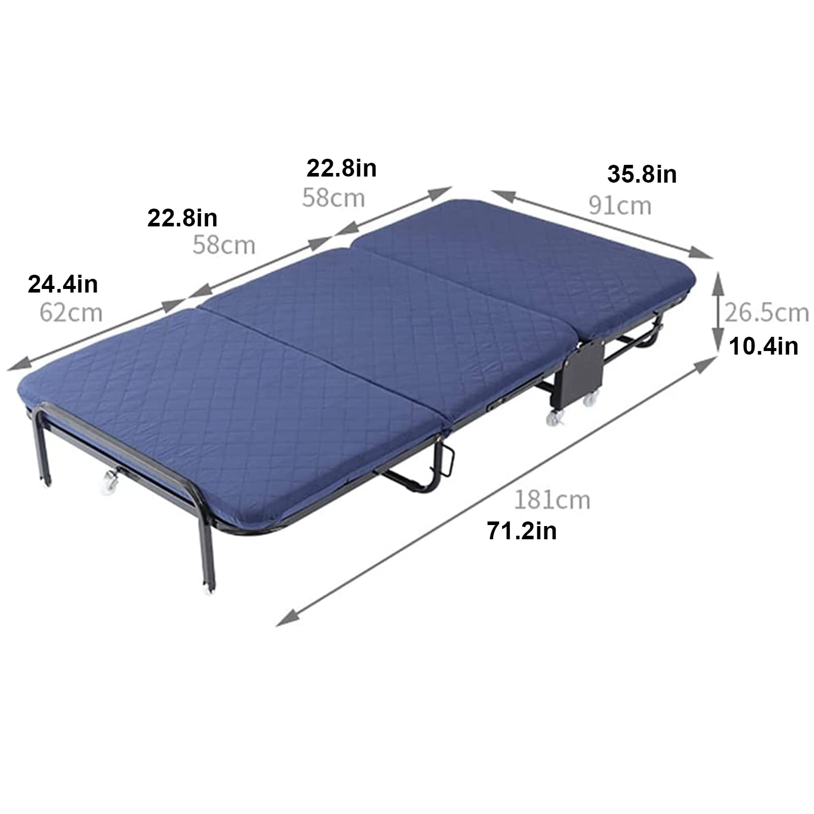 Letto da Campeggio Lettino da Campeggio Pieghevole per Adulti per impieghi gravosi, 35"Letto da Letto Portatile Robusto Extra Largo per Uso Ufficio da Campeggio Pieghevole