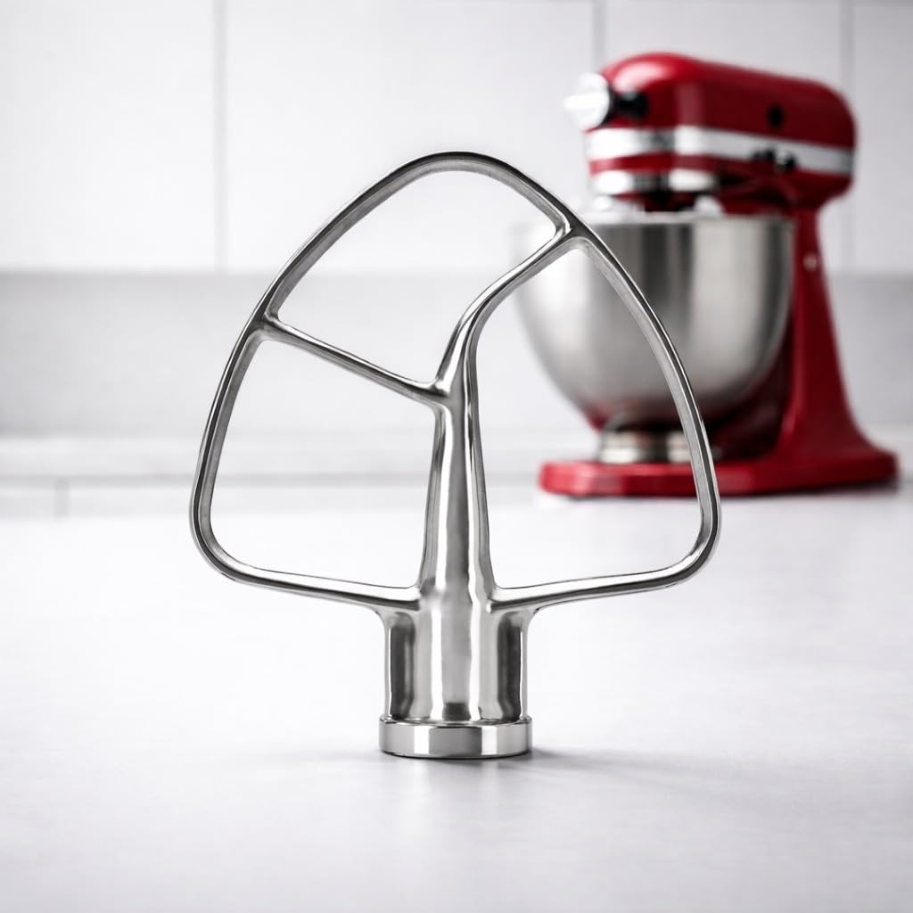 Edelstahl Zubehör Set für KitchenAid Küchenmaschine – Schneebesen, Flachrührer & Knethaken – 100% 304 Edelstahl – Spülmaschinengeeignet