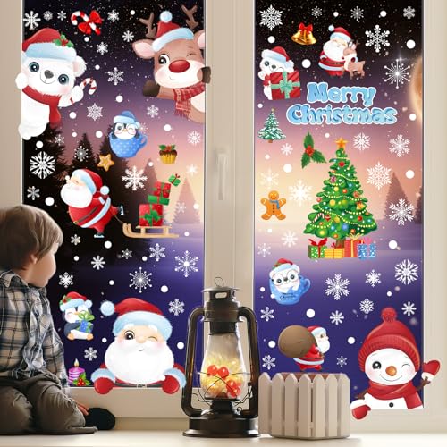 YIHELU Fensterbild Weihnachten 192 PCS Selbstklebend Fensterbilder...
