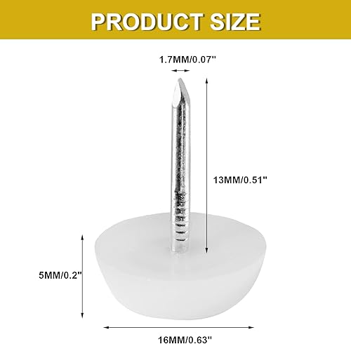 Miniatura 4 de Waziaqoc 60 deslizadores de nailon para muebles, para uñas blancas en muebles, redondas, 0.630 in x 0.197 in, patas de muebles, protectores de