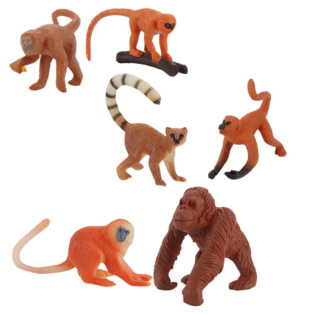 Abaodam 6PCS Realistic Long Tailed Monkey Model Figurines Imitated Animal Decor for ' Playroom Party Decoration and Educational Solid Design for Creative Imagination