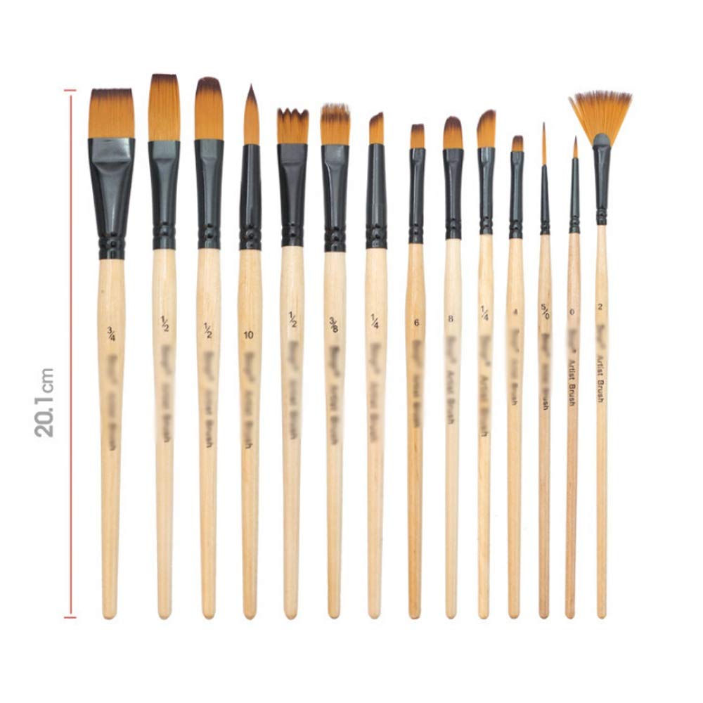 Set de 14 Pinceles para Pintura acrílica y Acuarela con Estuche para lápices, Ideal para Estudiantes, Artistas y para Pintar y Dibujar (Talla única D).