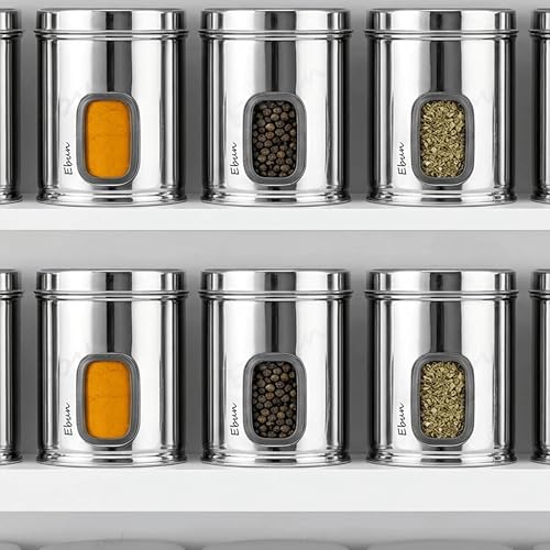 Image of Ebun Stainless Steel See Through Small Containers | Stainless Steel Container with Lid | Steel Kitchen Containers Set | Steel Airtight Container | 750 Gms Capacity | Pack of 6