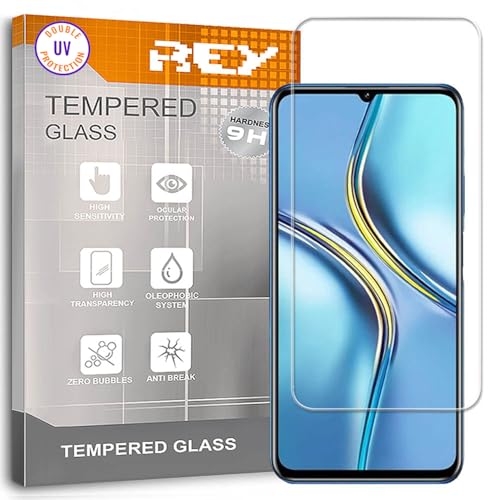 REY Protector de Pantalla para Huawei Honor Play 4 Pro - Honor 30X - Honor X9 4G, Cristal con Doble Protección UV, Vidrio Templado Premium 9H+