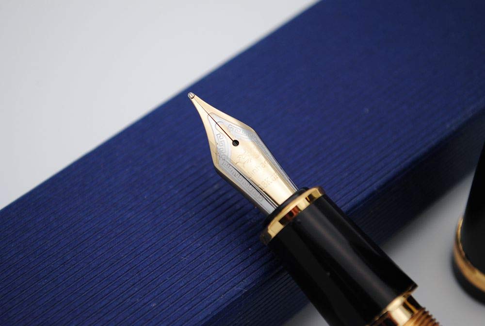 JINHAO 159 Penna Stilografica – Nero Con Clip Dorata, Pennino In Acciaio M (0,7 Mm) Con Convertitore A Vite Incluso - 6