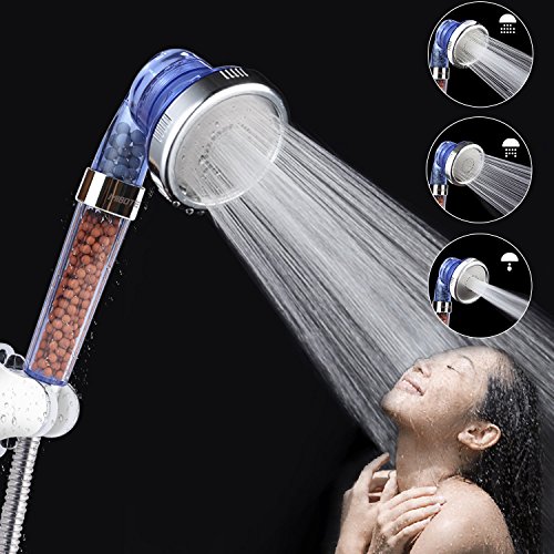 Mibote Ionic Shower Head Handheld Filter Filtration Showerhead High Pressure Water Saving with 3-Way Shower Modes for Dry Skin & Hair By Mibote (Blue)