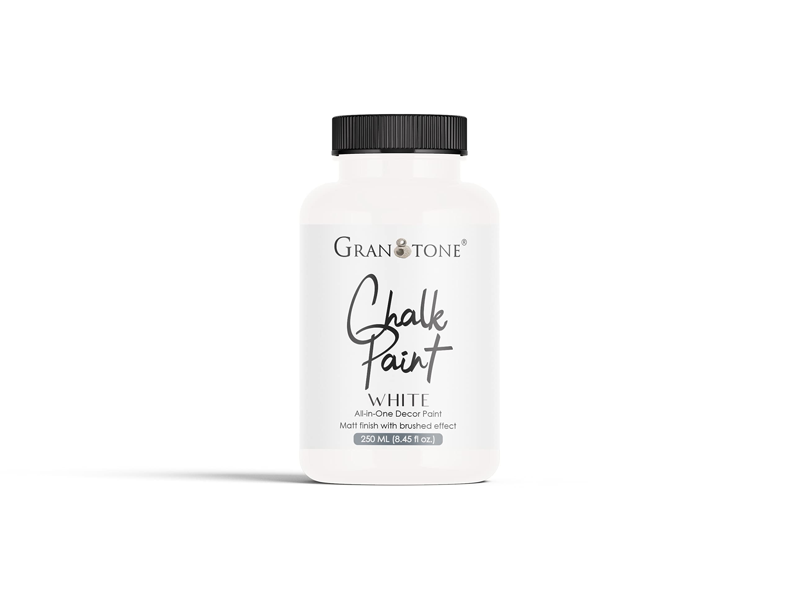 GRANOTONE Chalk Paint for Furniture Matt-Finish Water-Based Acrylic Paint for Wood Walls Metal Glass Paper Fabric Canvas Maximum Coverage Chalk Paint for Kids & Adults 250ml White