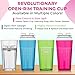 Reflo Smart Cup (Clear 2-Pack) Open Training Cup, Toddler Cup, No Suction 6oz, 360 Control-Flow, USA MADE Premium High-Impact Plastic