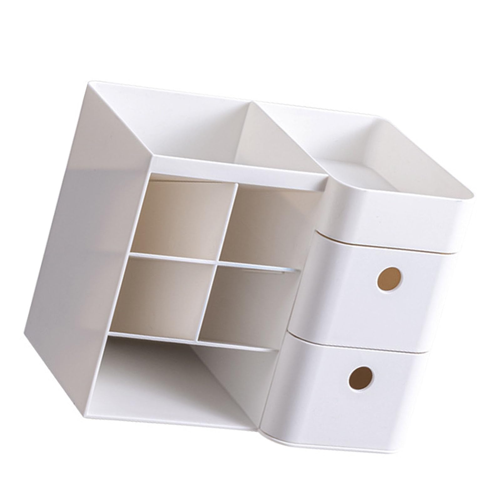 Organizer da scrivania in plastica, multifunzione, bianco, con portapenne inclinato, organizer per evidenziatori, graffette, raccoglitori