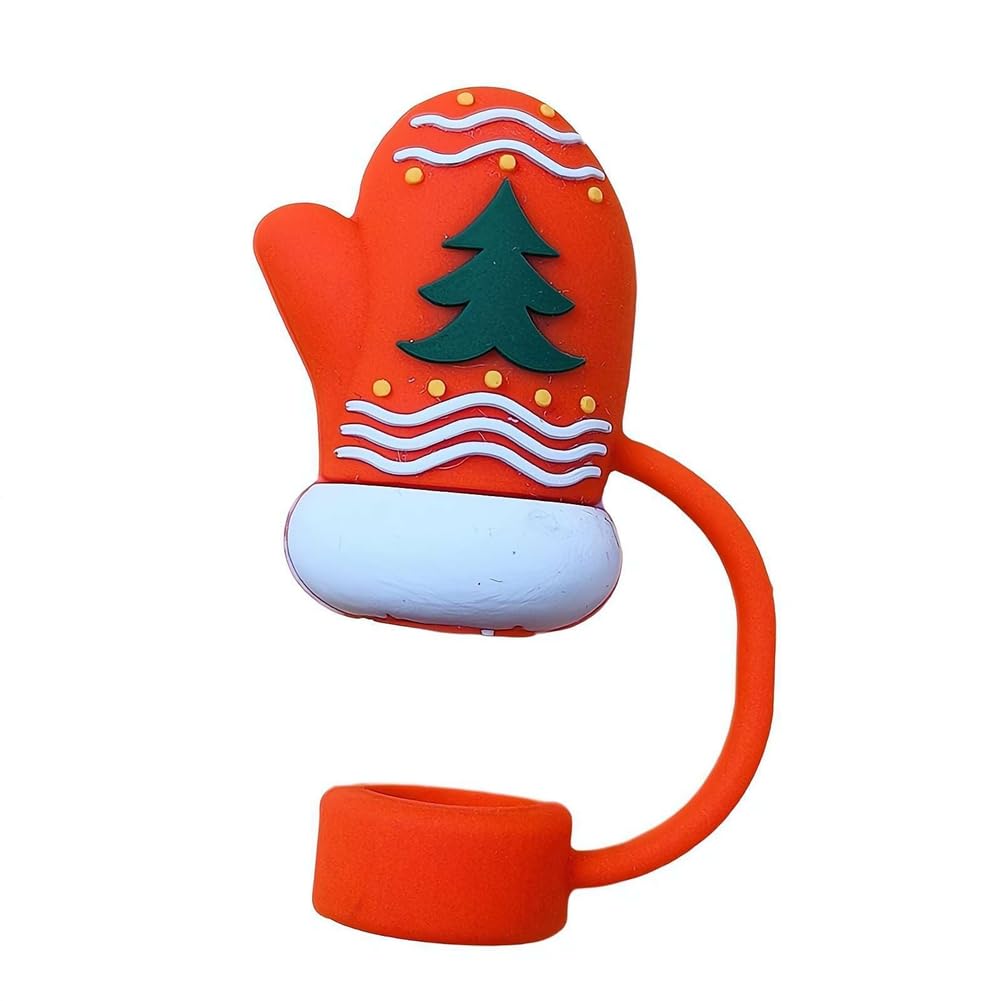CTRLZS 10PCS Silicone Straw Tips Lids Protectors for Stanley40 Oz Tumbler Cups Christmas Gloves Silicone Straw Covers
