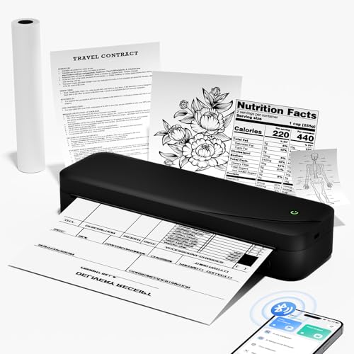 Memoqueen M833 Portable Wireless Printer for Travel, Inkless Thermal Printer Bluetooth Support 8.5'' x 11'' US Letter & A4 Thermal Paper, for Phone & Laptop for Office, School, Home