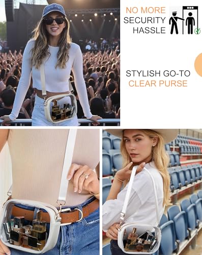 Clear Bag Stadium Approved, Small Clear Purse Crossbody Bag for Women & Men,Transparent Purses for Concerts Sports Events,White4