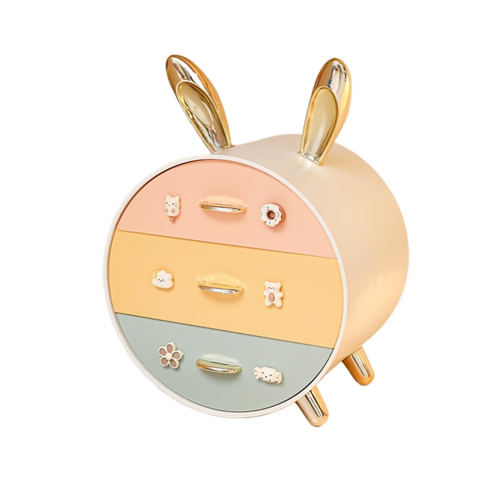 BAYNOPURIN Hair Tie Organizer Box Multi-layer Drawer Type Desktop Storage Box For Hairpins Stationery And Cosmetics Home Organizer(J006-Golden)
