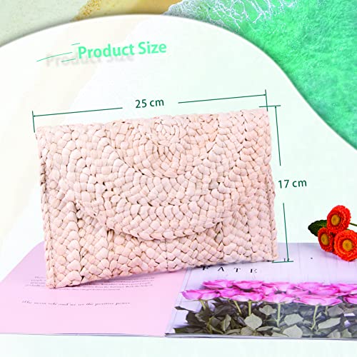 Image of Fecialy Straw Clutch Purses Straw Purses for Women Envelope Woven Clutch Handbags Summer Beach Bags