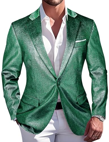 Barry.Wang Glitter Velvet Blazer Men Shiny Suit Notch Lapel Jacket Sport Coat Homecoming Party 80s 90s Disco Prom Bash