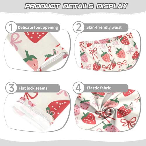 senya Girls Printed Leggings Yoga Pants Strawberry Lines Bow for Kids in 4t to 10 Years, 4T3