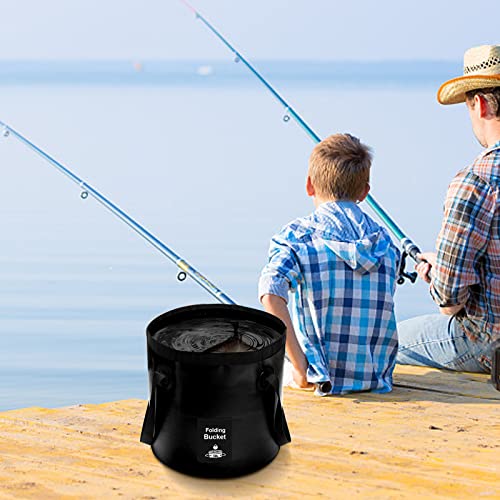 DQZSY Collapsible Bucket with Handle, Lightweight Folding Water Container, Portable Collapsible Bucket for Fishing, Camping, Hiking, Backpacking, Outdoor Survival, Car Washing Black 12L - Image 4