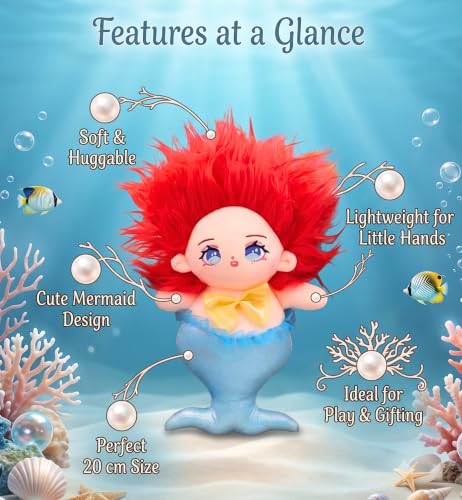 Image of Tickles Cute Mermaid Doll Soft Stuffed Plush Toy for Kids Boys & Girls Birthday Gift (Color: Multicolor Size: 20 cm)