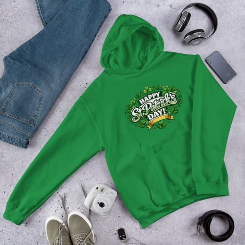 Image of Maydear Happy St. Patrick's Day Hoodie for Men Women Lucky Shamrock Graphic Hooded Sweatshirt