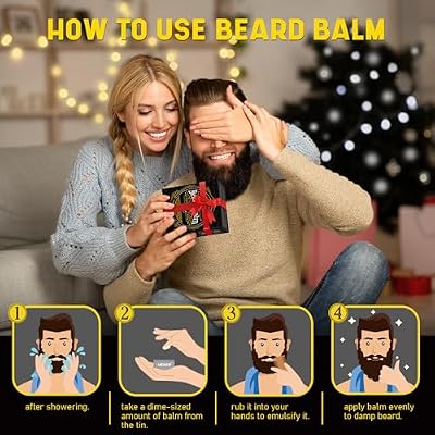 MEKER Beard Balm, Beard Softening Leave-in Balm with Brush, All-Natural Anti-Itch, Organic Beard Conditioner for Softening, Stops Itch, Grows, 3.52 OZ
