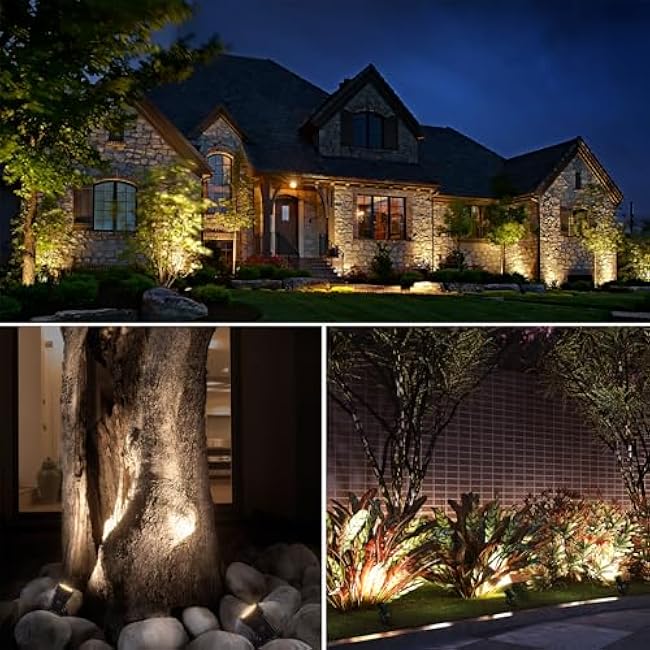 SUNVIE All-in-One LED Landscape Lighting Kit 12-Pack 3000K Low Voltage Landscape Lights