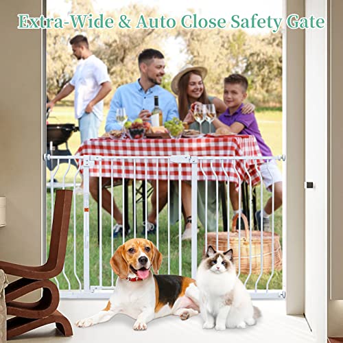 Easy Walk-Thru Auto Close Baby Safety Gate For Stairs, Hallways And Doors - Fits 29.5-53.1Inch Openings - Pressure Mounted Security Gates With Door, Metal, White #TOP6